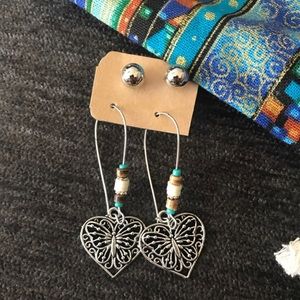 Butterfly heart earrings